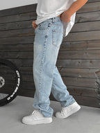 Light Blue Stone Washed Baggy Jeans KE-584