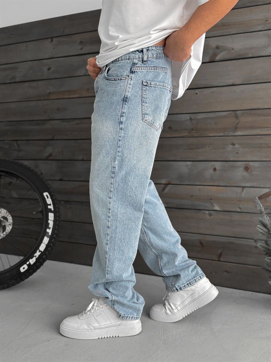 Light Blue Stone Washed Baggy Jeans KE-584