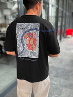 Black Happiness Patch Oversize T-Shirt SW-5125