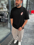 Black Happiness Patch Oversize T-Shirt SW-5125
