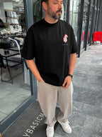 Black Happiness Patch Oversize T-Shirt SW-5125