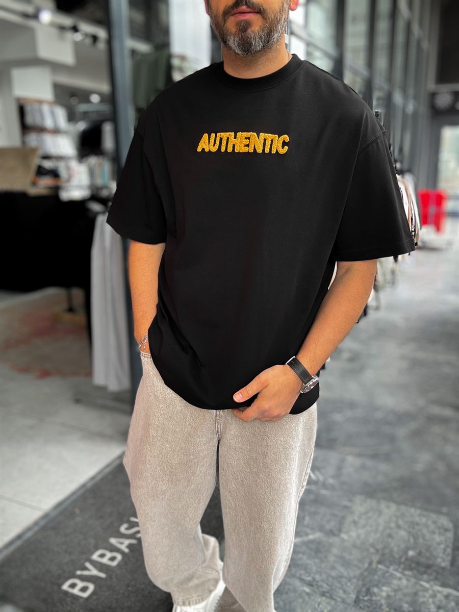 Black Authentic Embroidered Oversize T-Shirt SW-5079