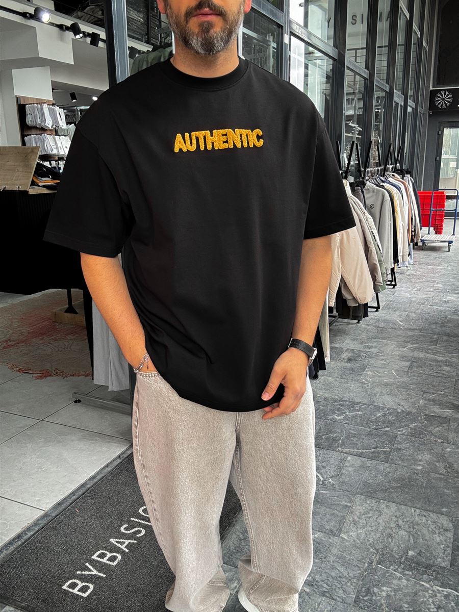 Black Authentic Embroidered Oversize T-Shirt SW-5079