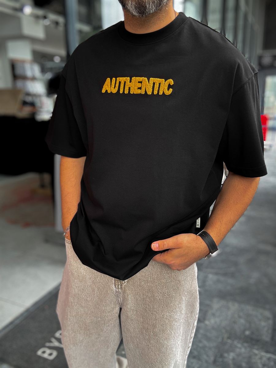 Black Authentic Embroidered Oversize T-Shirt SW-5079