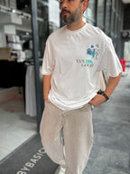 White Flowerpot Embroidered Oversize T-Shirt SW-5141