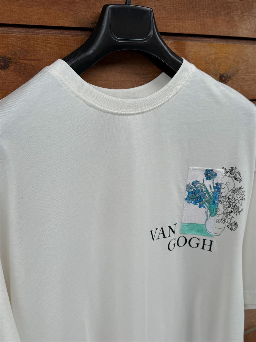 White Flowerpot Embroidered Oversize T-Shirt SW-5141
