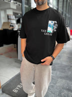 Black Flowerpot Embroidered Oversize T-Shirt SW-5141