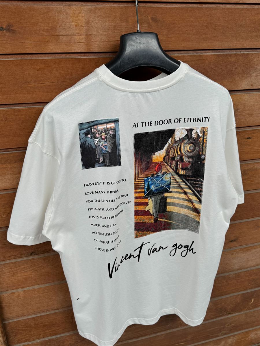 White Van Gogh Patchwork Oversize T-Shirt SW-5142