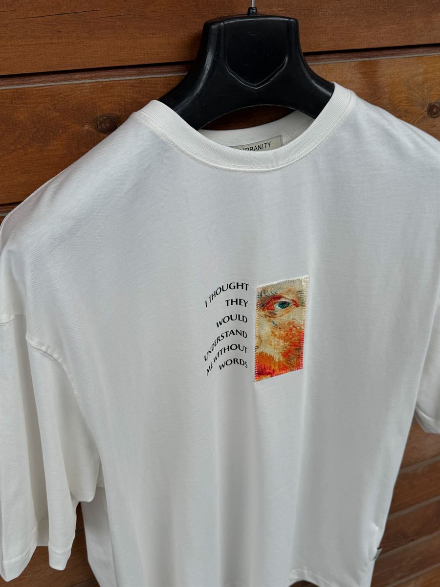 White Van Gogh Patchwork Oversize T-Shirt SW-5142