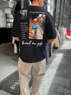 Navy Blue Van Gogh Patchwork Oversize T-Shirt SW-5142