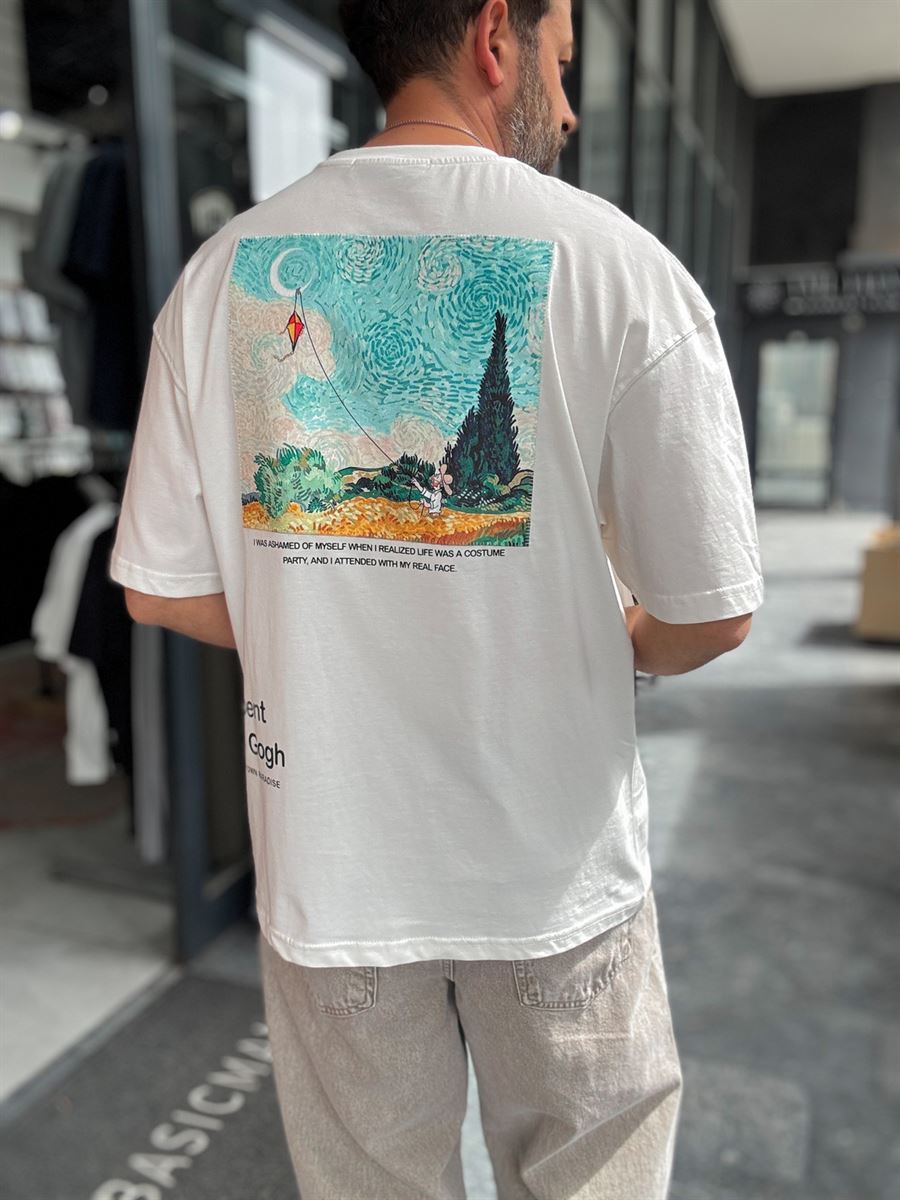 White Kite Patch Oversize T-Shirt SW-5143