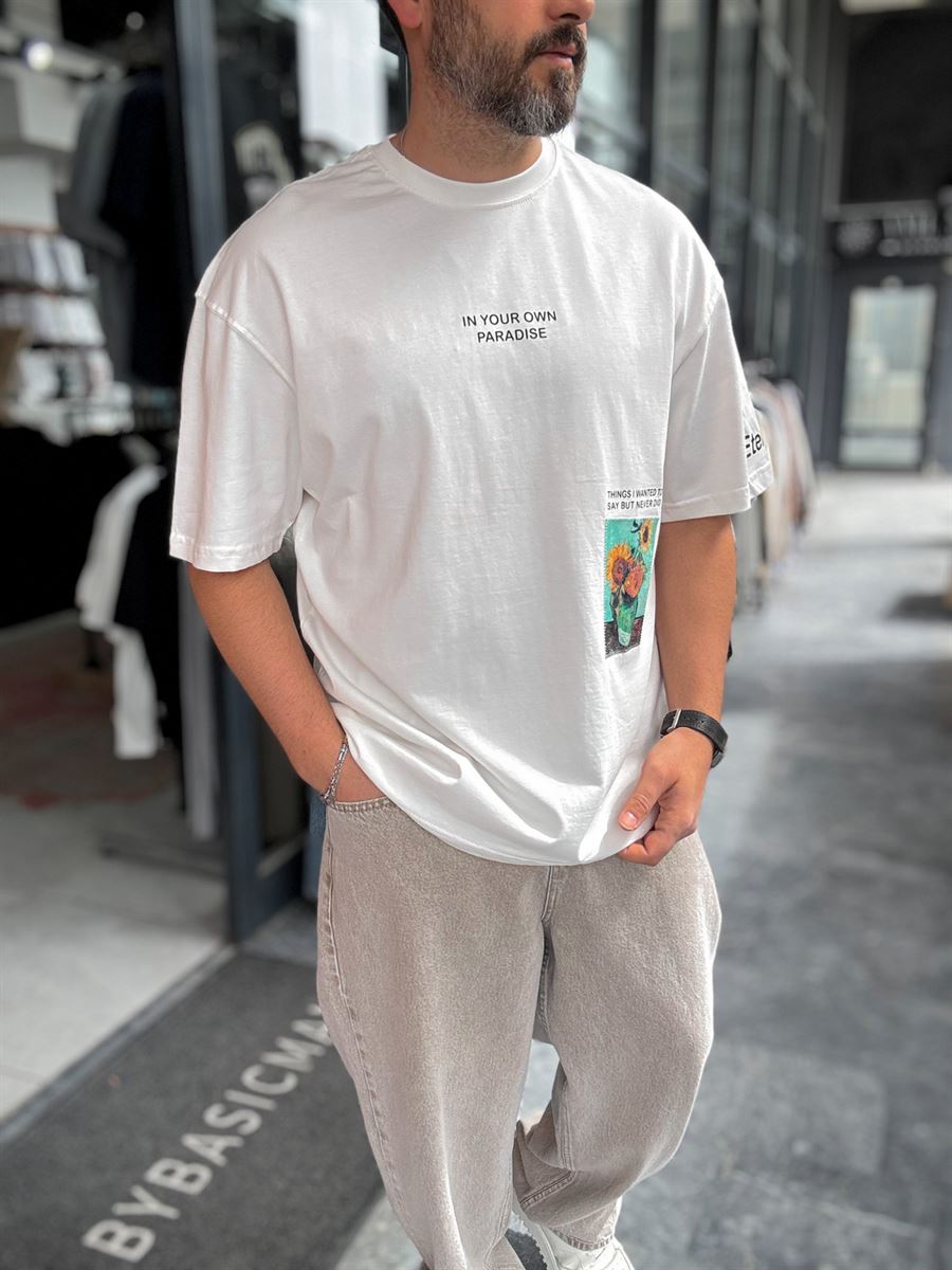 White Kite Patch Oversize T-Shirt SW-5143