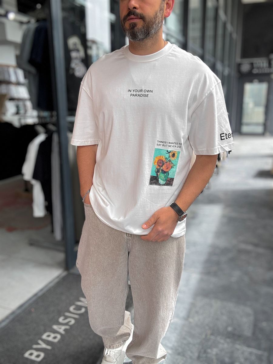 White Kite Patch Oversize T-Shirt SW-5143