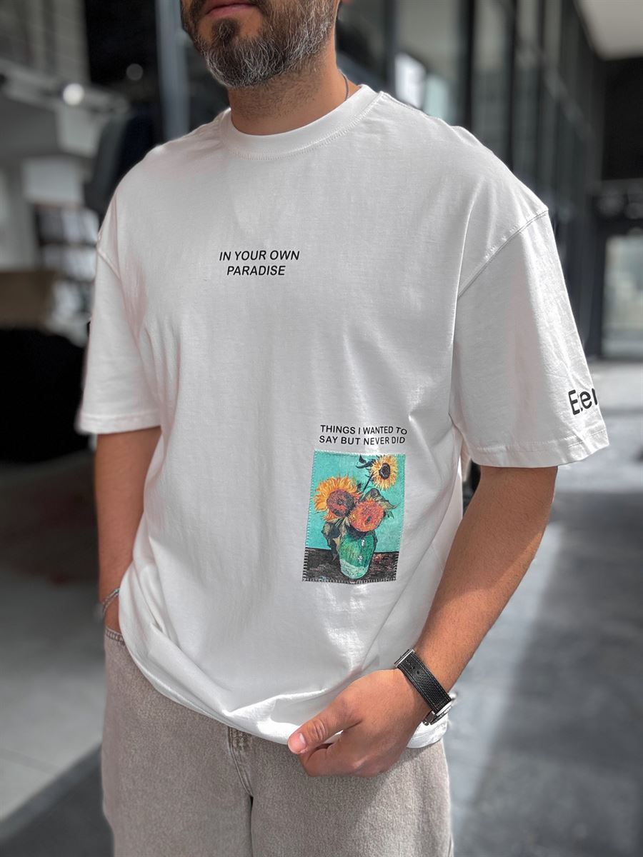 White Kite Patch Oversize T-Shirt SW-5143