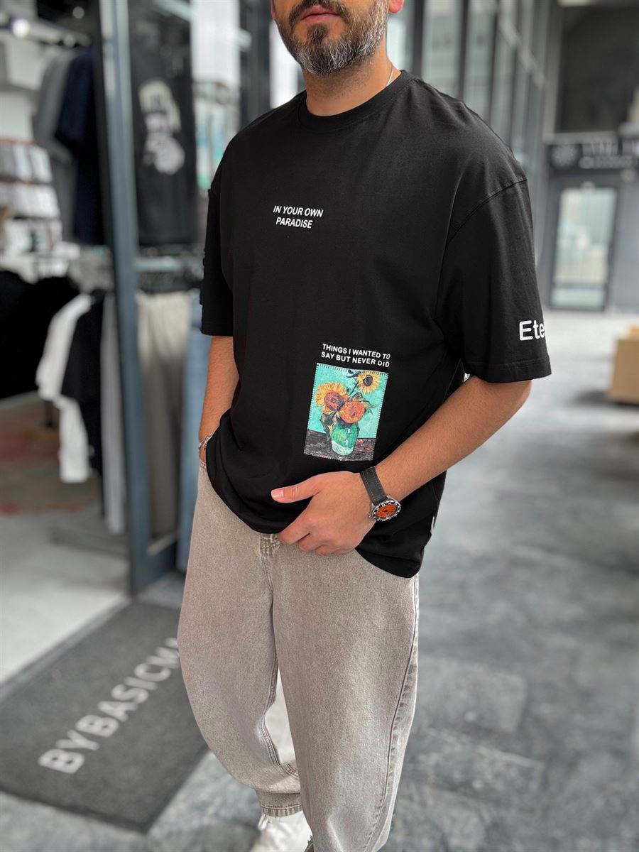 Black Kite Patch Oversize T-Shirt SW-5143
