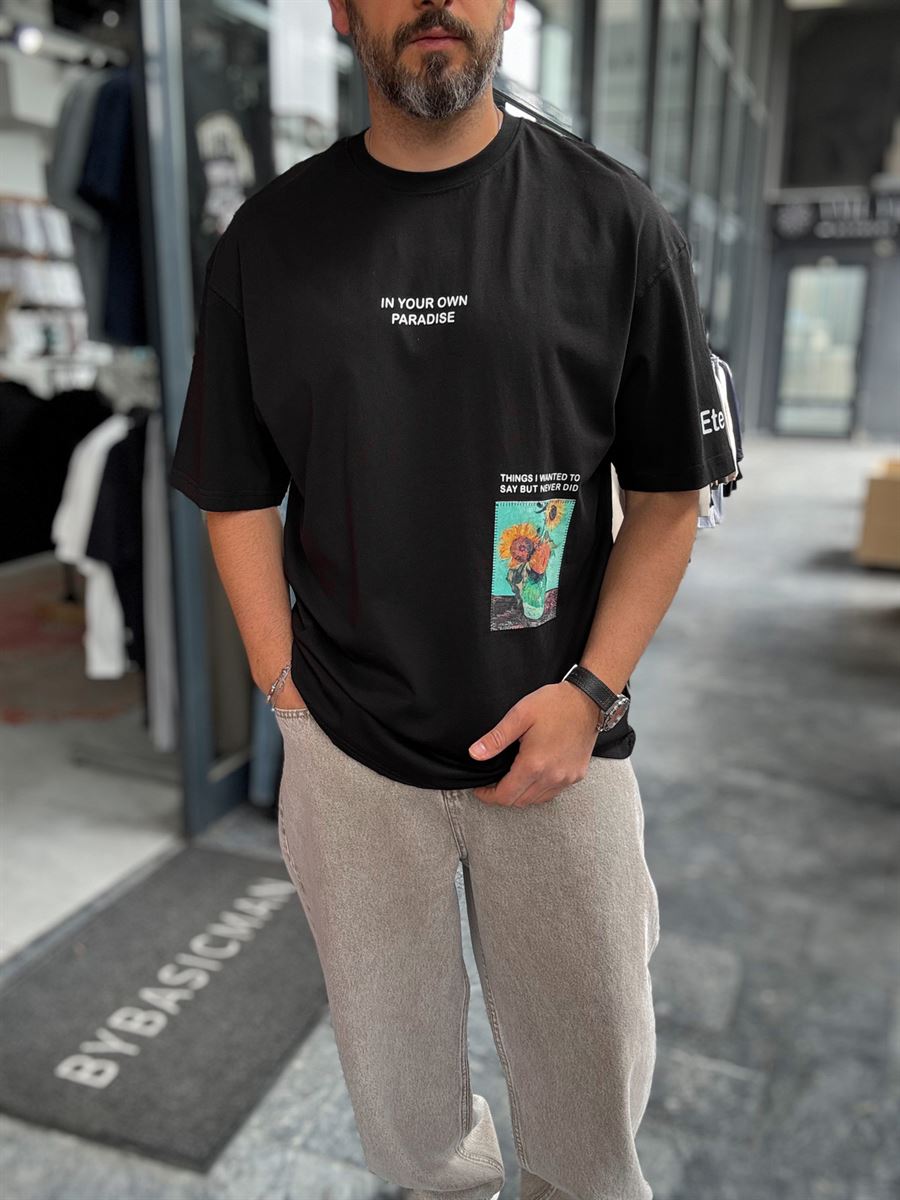 Black Kite Patch Oversize T-Shirt SW-5143