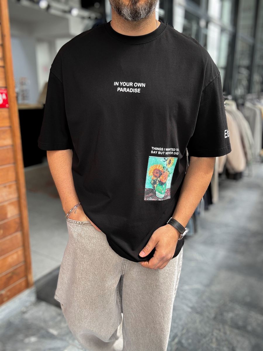 Black Kite Patch Oversize T-Shirt SW-5143