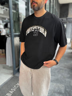 Black 5 Embroidered Washed Oversize T-Shirt TW1140