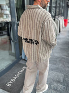 Green Back Embossed Striped Shirt TW-1211