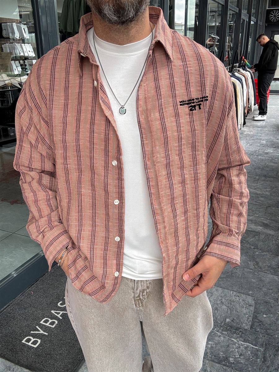 Tile Back Embossed Striped Shirt TW-1211