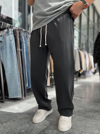 Black Washed Two-Thread Baggy Sweatpants TW-1166