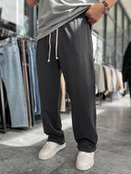 Black Washed Two-Thread Baggy Sweatpants TW-1166