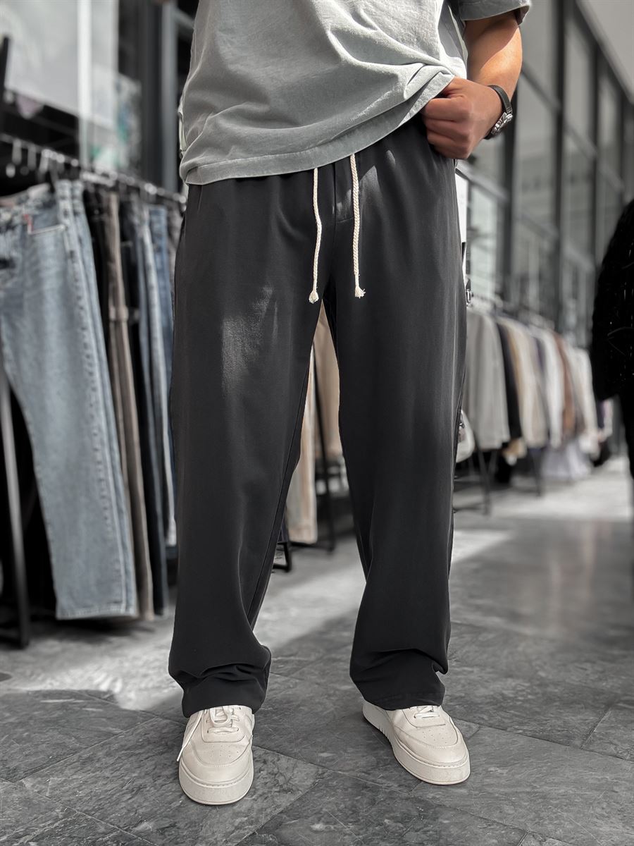 Black Washed Two-Thread Baggy Sweatpants TW-1166
