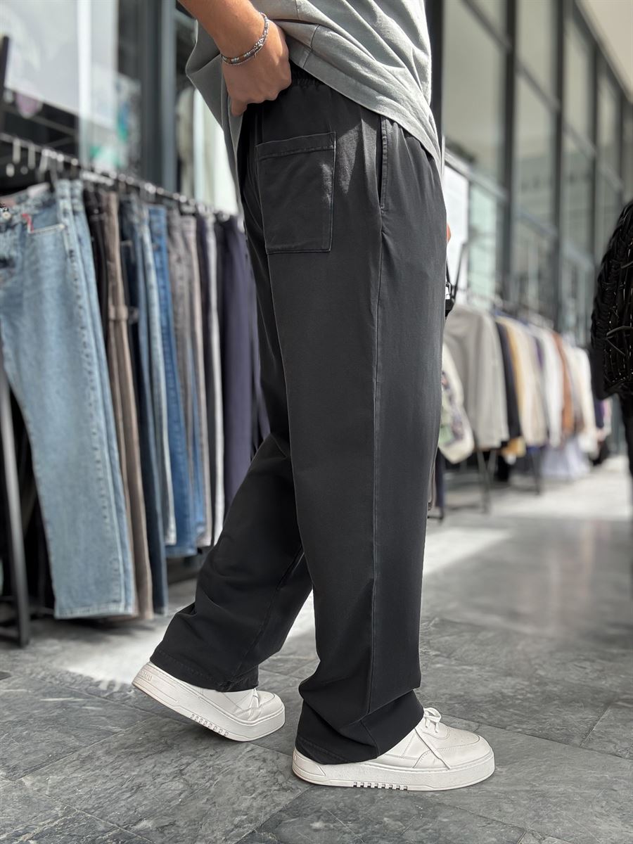 Black Washed Two-Thread Baggy Sweatpants TW-1166