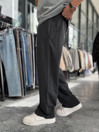 Black Washed Two-Thread Baggy Sweatpants TW-1166