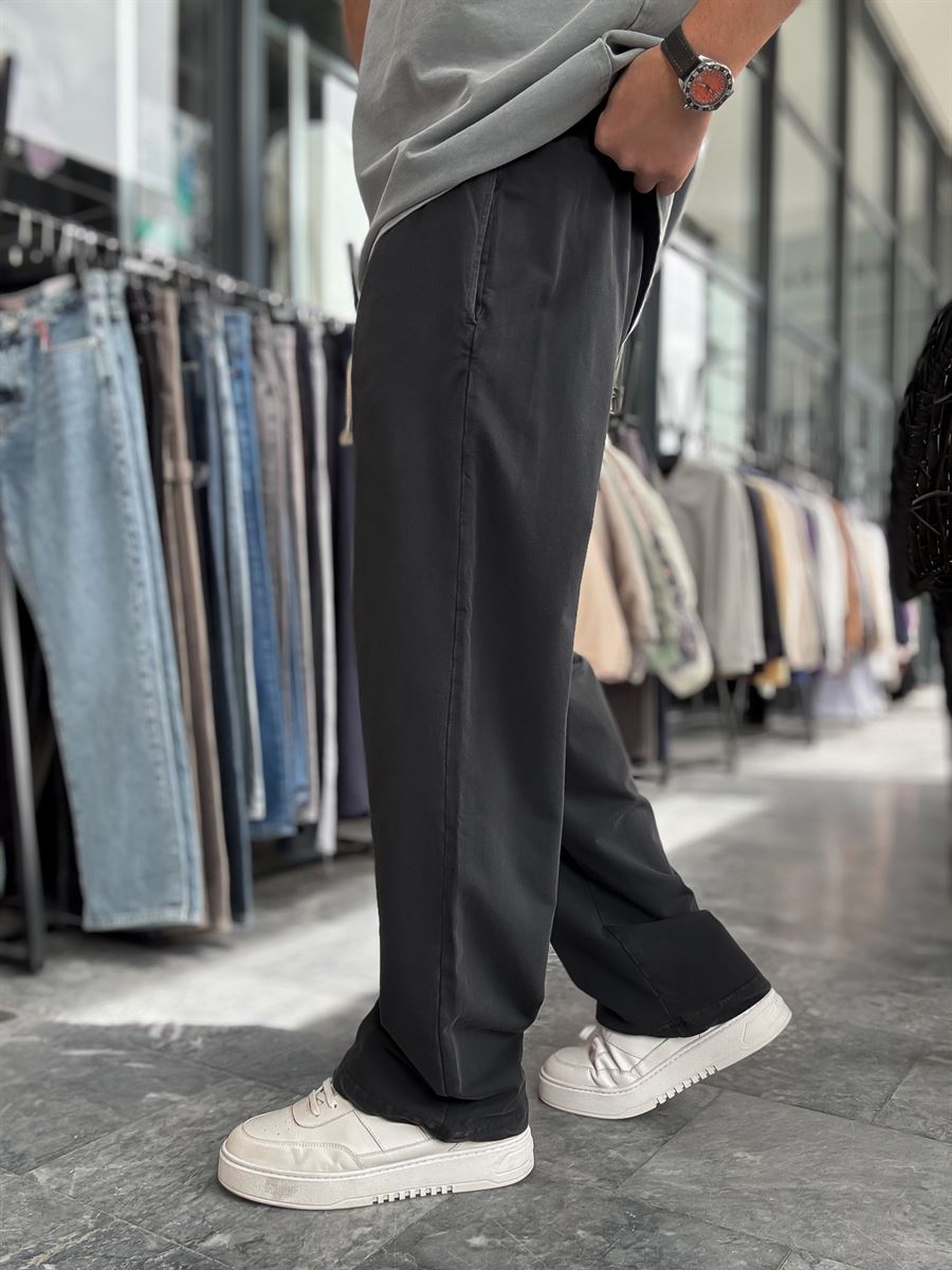 Black Washed Two-Thread Baggy Sweatpants TW-1166