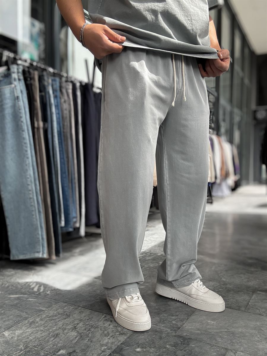 Grey Washed Two-Thread Baggy Sweatpants TW-1166