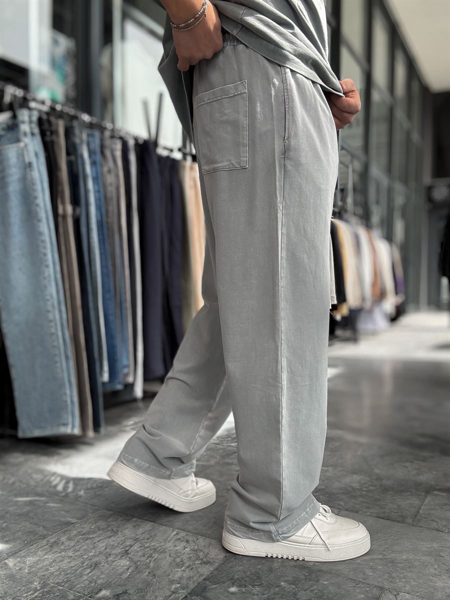 Grey Washed Two-Thread Baggy Sweatpants TW-1166
