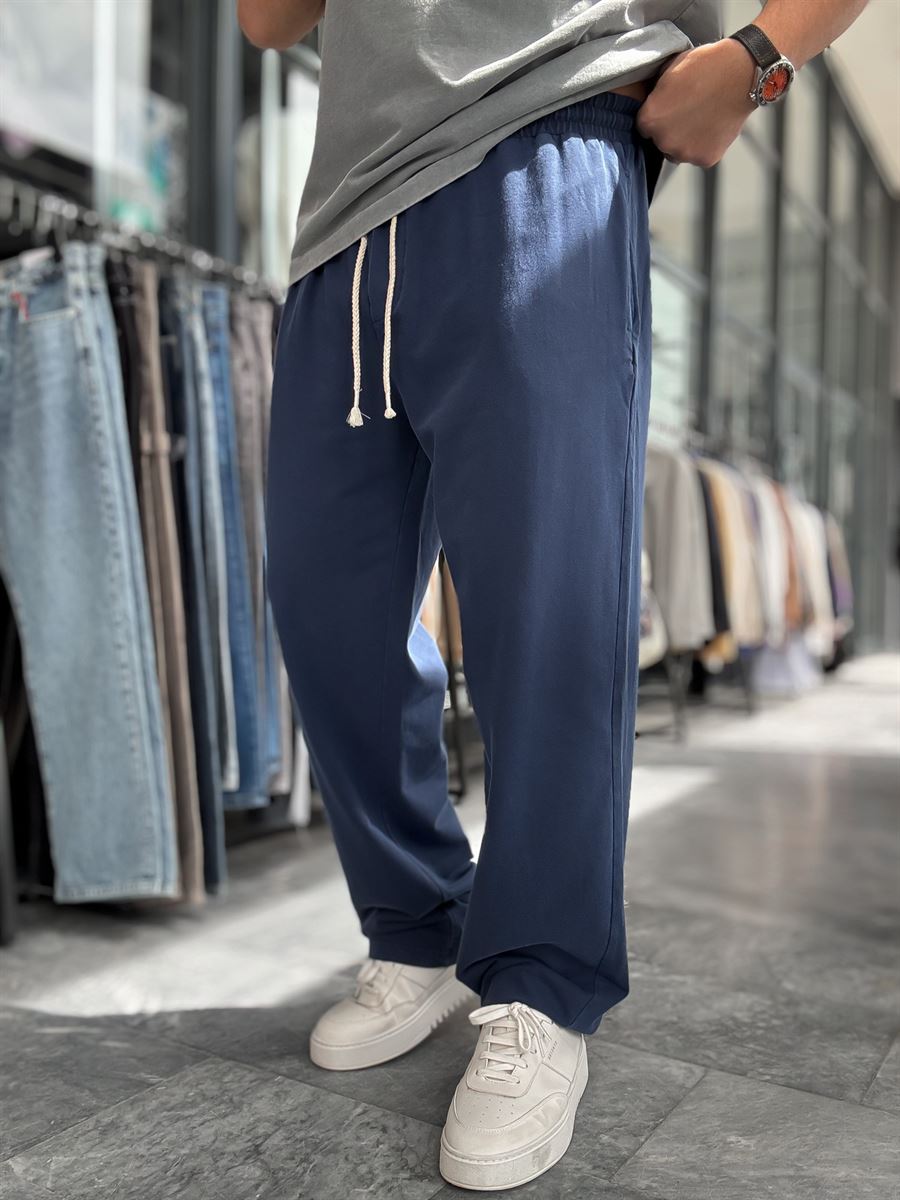 Navy Washed Two-Thread Baggy Sweatpants TW-1166