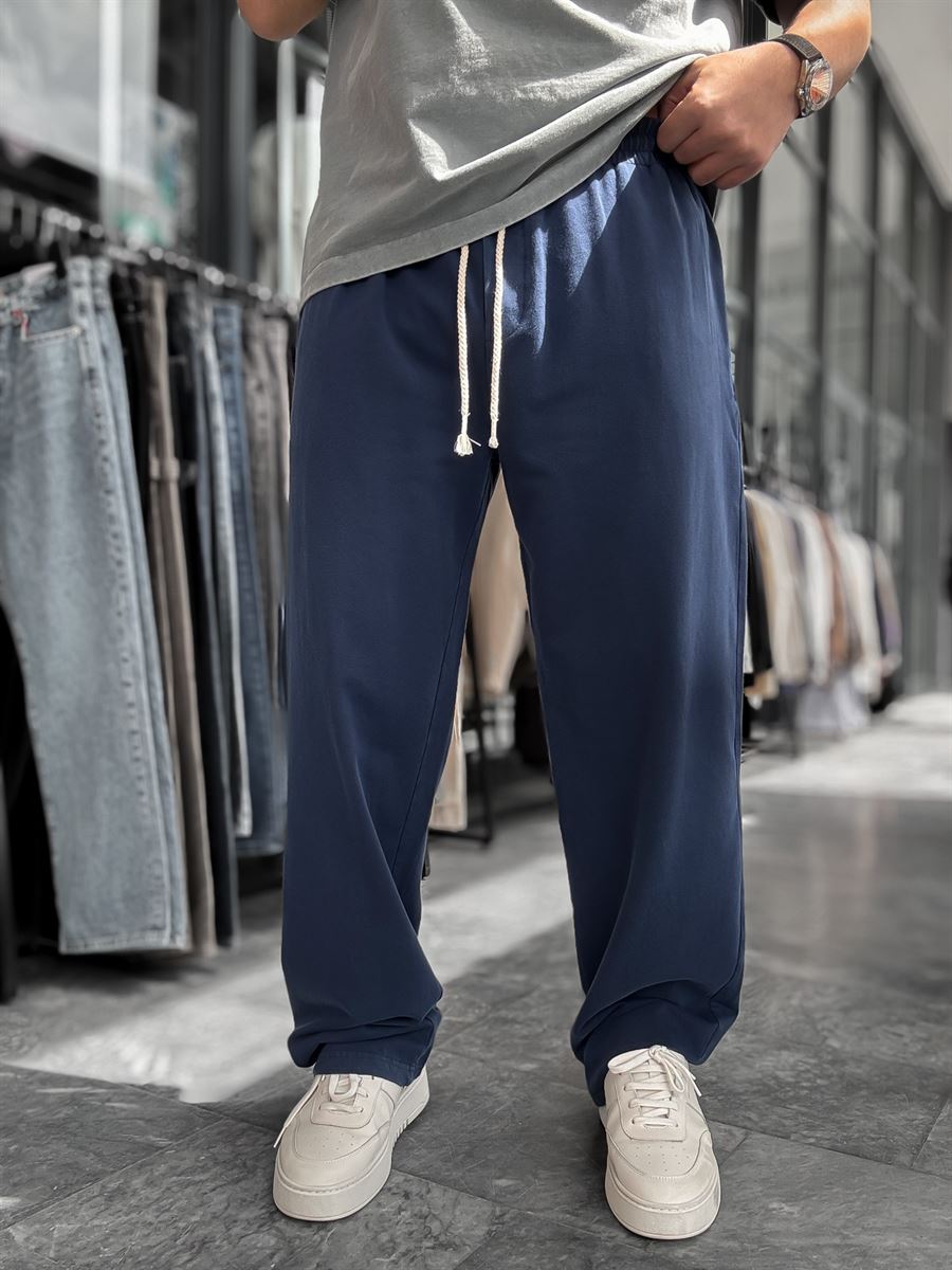 Navy Washed Two-Thread Baggy Sweatpants TW-1166