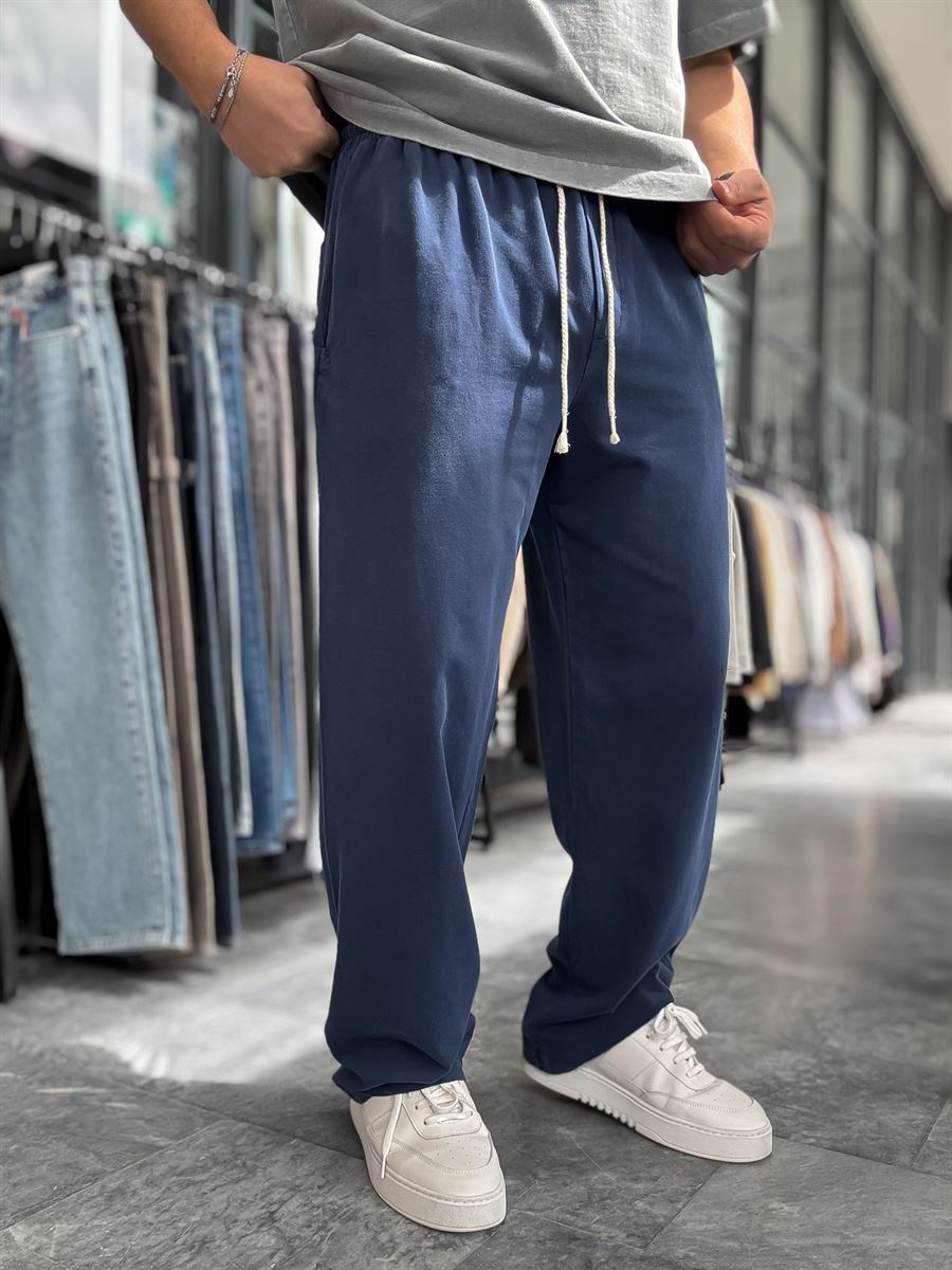 Navy Washed Two-Thread Baggy Sweatpants TW-1166