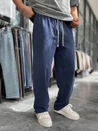 Navy Washed Two-Thread Baggy Sweatpants TW-1166