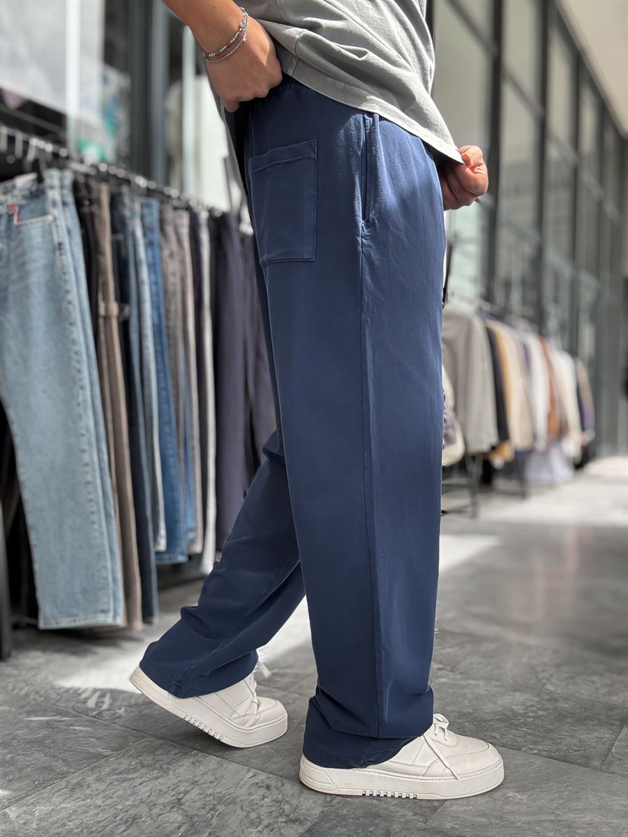 Navy Washed Two-Thread Baggy Sweatpants TW-1166