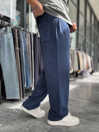 Navy Washed Two-Thread Baggy Sweatpants TW-1166
