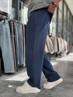 Navy Washed Two-Thread Baggy Sweatpants TW-1166