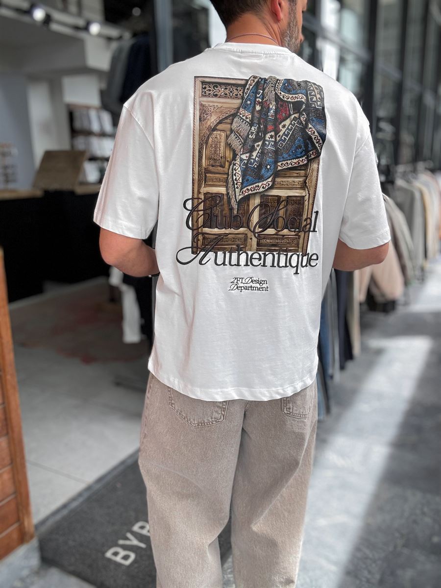 White Authenticity Printed Oversize T-Shirt TW-1173