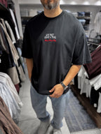 Black Live Fast Embroidered Oversize T-Shirt RES-1104