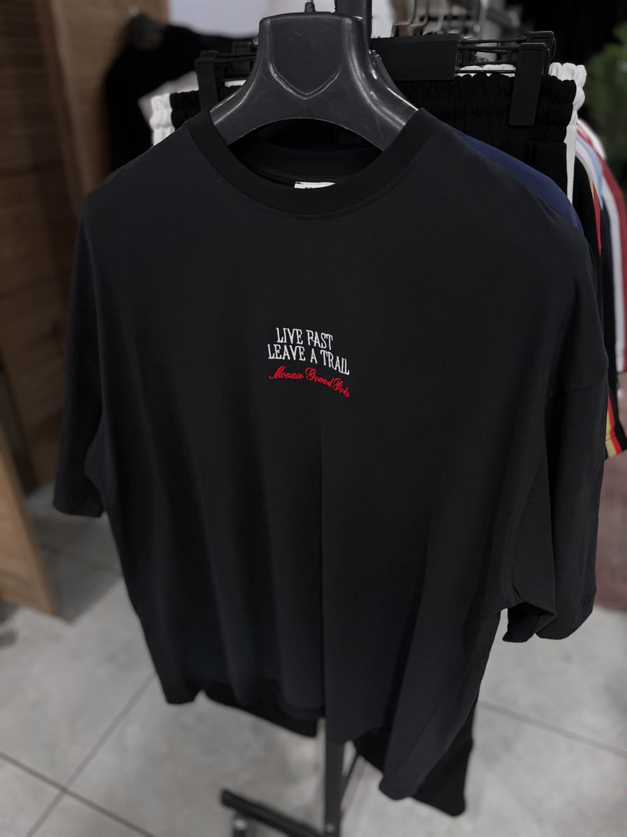 Black Live Fast Embroidered Oversize T-Shirt RES-1104