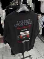 Black Live Fast Embroidered Oversize T-Shirt RES-1104