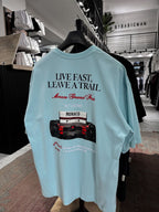 Light Blue Live Fast Embroidered Oversize T-Shirt RES-1104