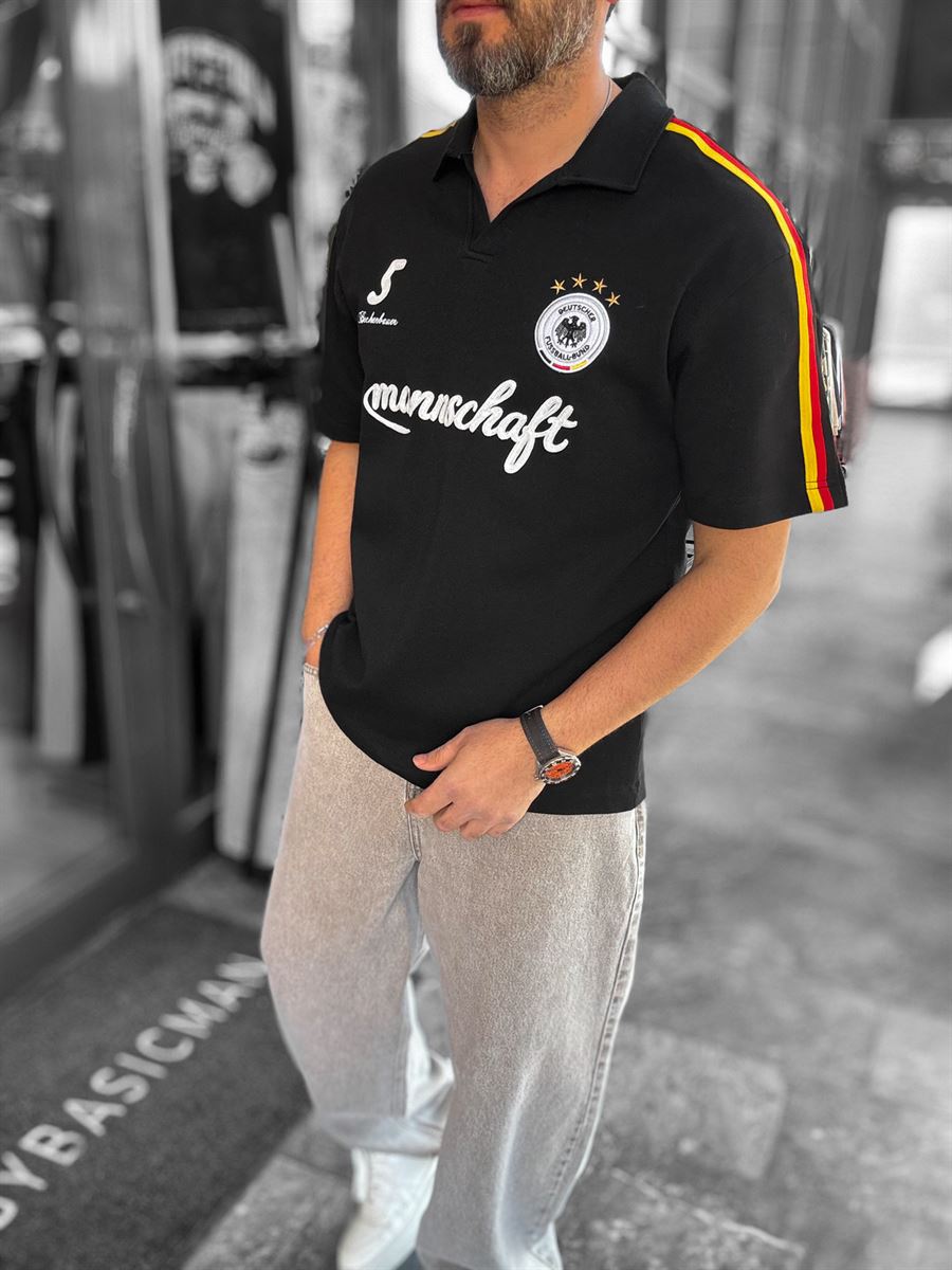 Black Two-Thread T-Shirt with Germany Emblem RES-1055