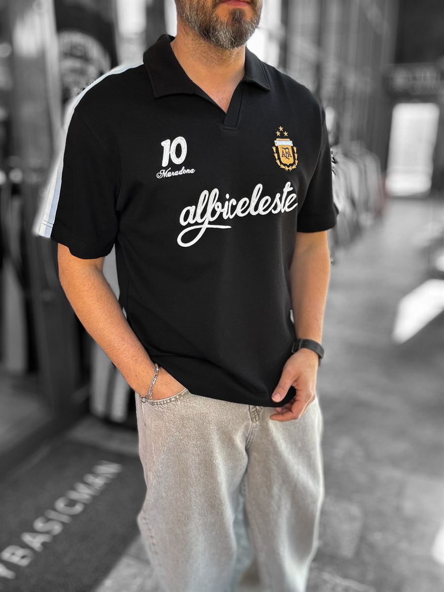 Black Argentina Emblem Two-Thread T-Shirt RES-1059