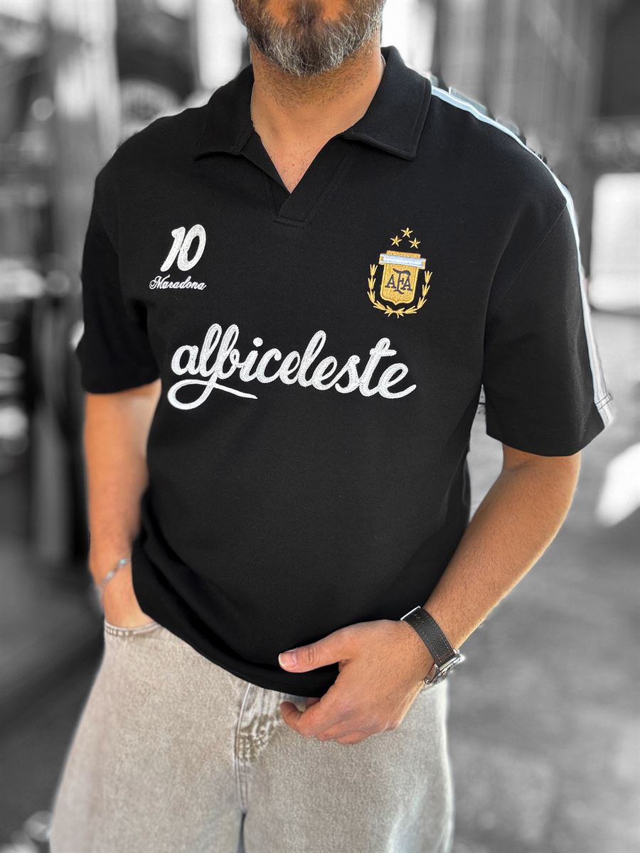 Black Argentina Emblem Two-Thread T-Shirt RES-1059