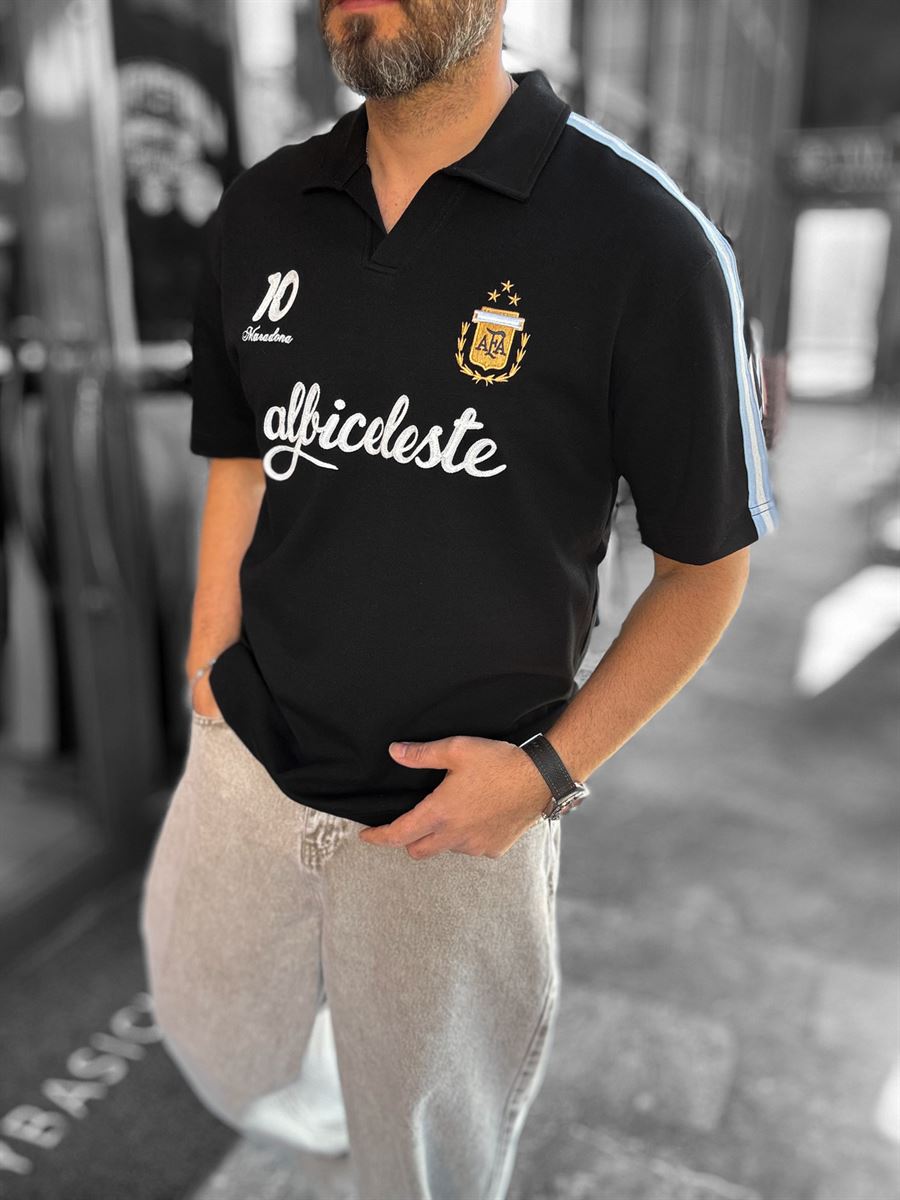 Black Argentina Emblem Two-Thread T-Shirt RES-1059
