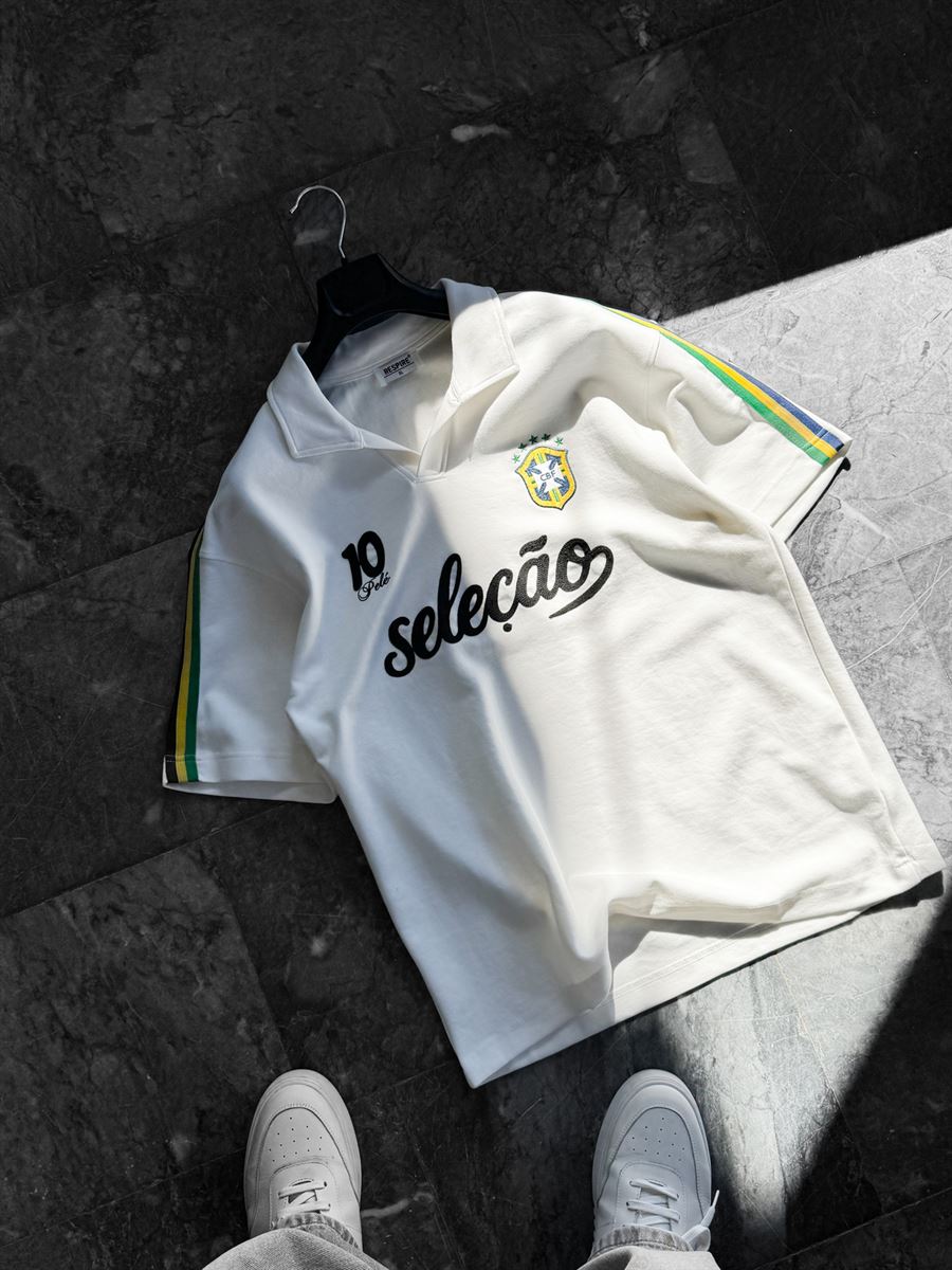 White Two-Thread T-Shirt with Brazil Emblem RES-1057
