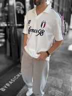 White Two-Thread T-Shirt with France Emblem RES-1058